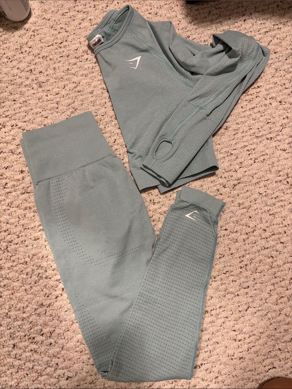 Gymshark Sage Green Seamless Leggings & Crop Top Set